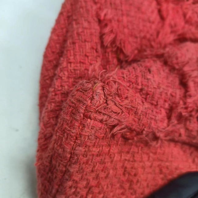 Chanel Red Diamond Stitch Tweed Maxi Nature Flap Bag