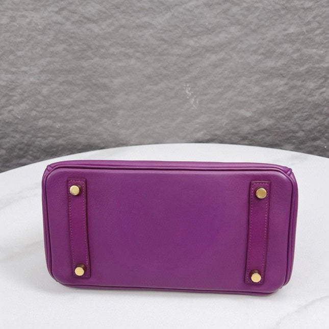 Hermes Birkin 30 HSS Special Order Anemone Purple Swift Leather Mango Yellow Interior GHW, 2017