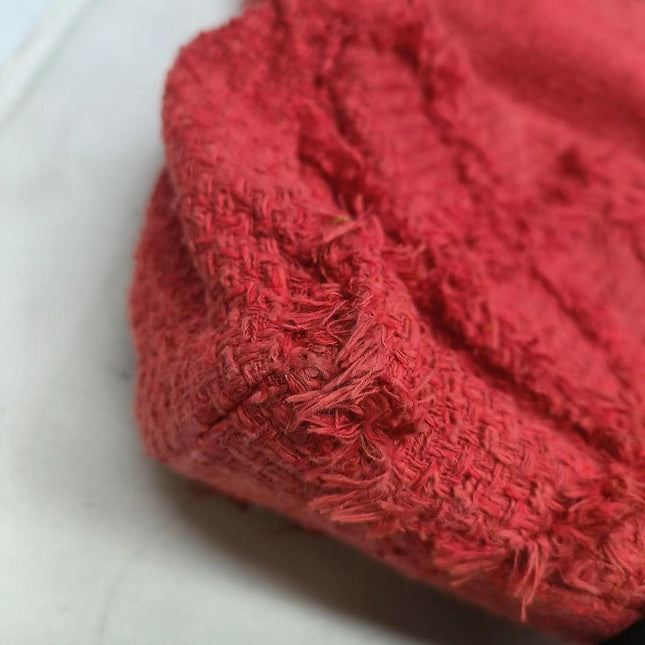 Chanel Red Diamond Stitch Tweed Maxi Nature Flap Bag