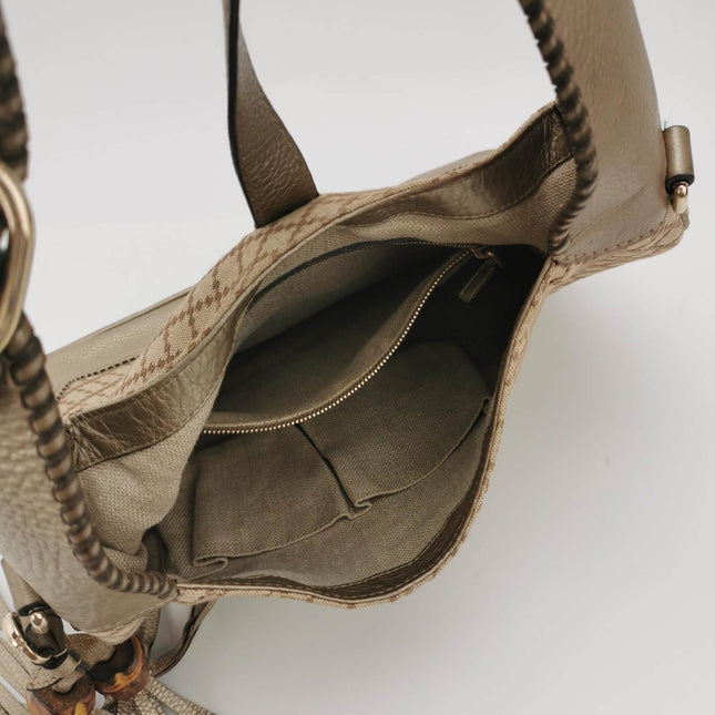 Sold Gucci Jackie 1961 Soft Monogram Canvas and Leather Bag Medium