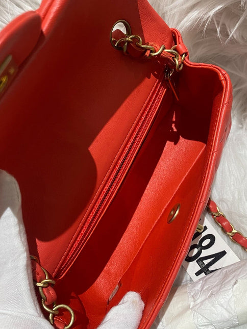 Chanel Classic Flap Mini 2019 Red Lambskin Leather Gold Hardware