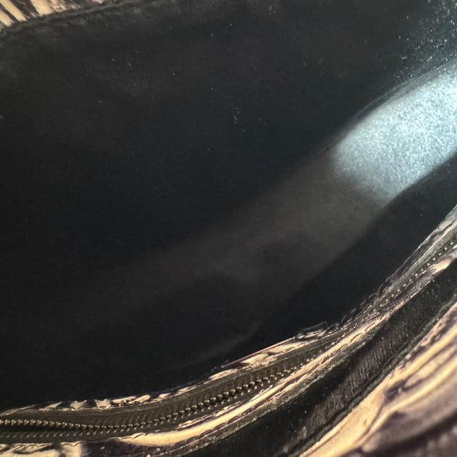 Fendi Mamma Baguette Blue White Flower Embossed Shoulder Bag