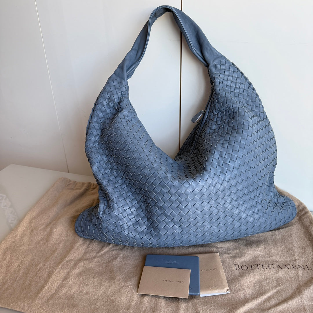 Bottega Veneta Veneta Hobo Maxi Misty Navy Intrecciato Leather 51cm