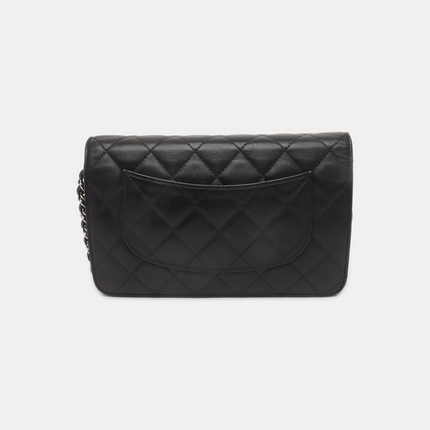 Chanel Wallet on Chain Classic Flap Black Lambskin Leather Silver Hardware