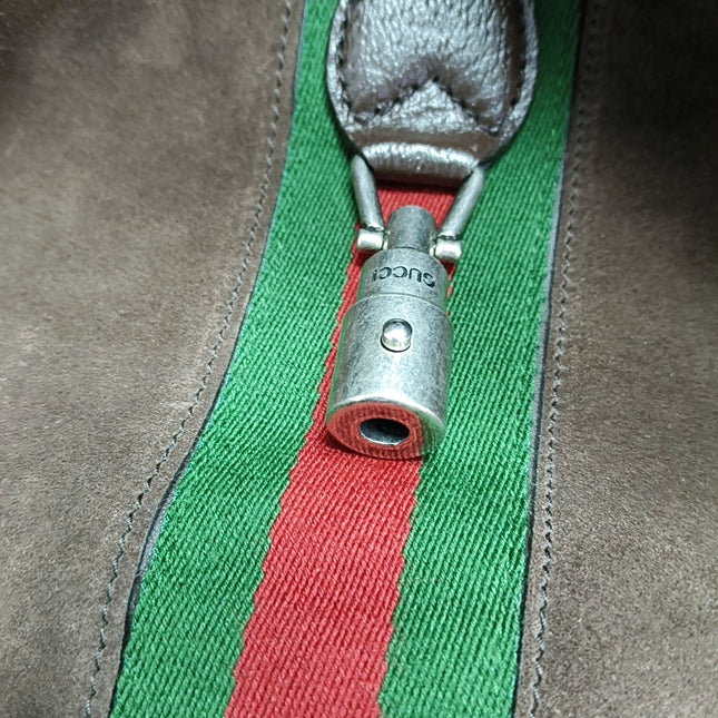 Gucci Jackie 1961 Medium Brown Suede Shoulder Tote Bag