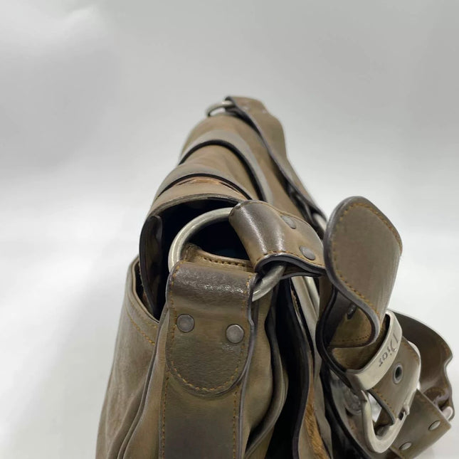 Dior Vintage Gaucho Large Brown Leather Crossbody Bag 36cm