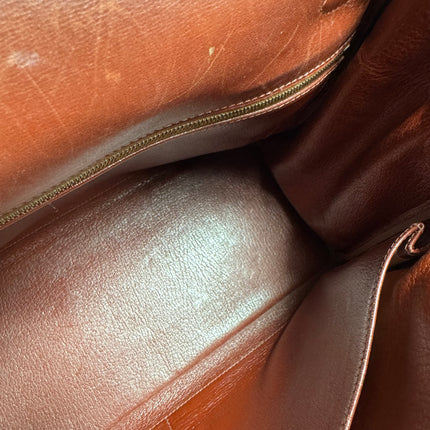 Hermes Kelly 35 Vintage Brown Box Calfskin Leather Gold Hardware 1995 With Strap Lock Key n Clochette