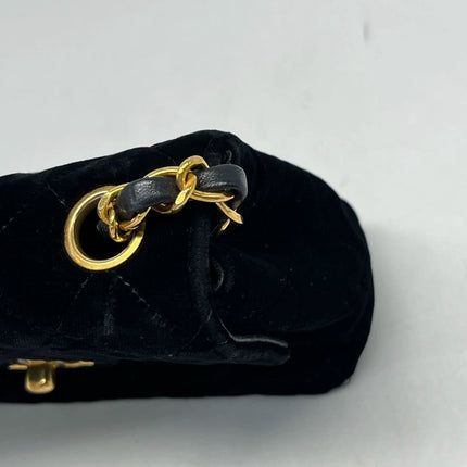 Chanel Classic Flap Mini Square Vintage Black Velvet 24k Gold Hardware 1991-94