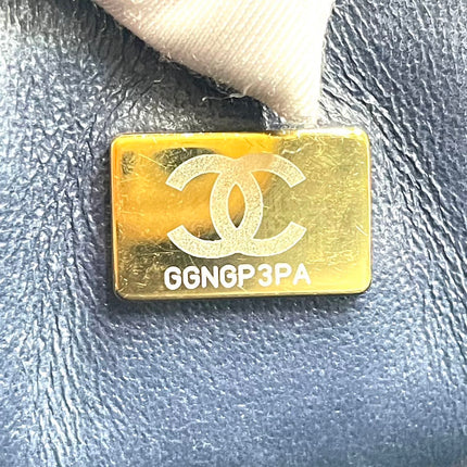 Chanel Classic Flap Mini Rectangular Navy Lambskin Leather Gold Hardware Microchip