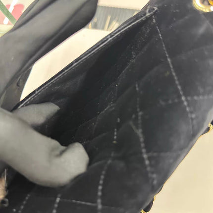 Chanel Classic Flap Medium Black Velvet Gold Hardware, 2014-2015