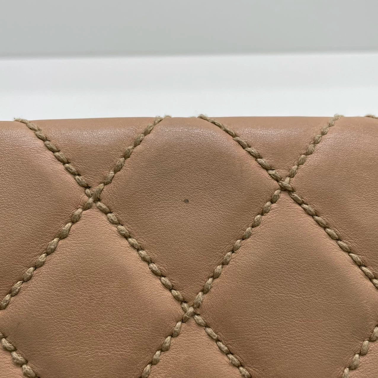 Chanel Wild Stitch Flap Beige Leather with Stitching Detail