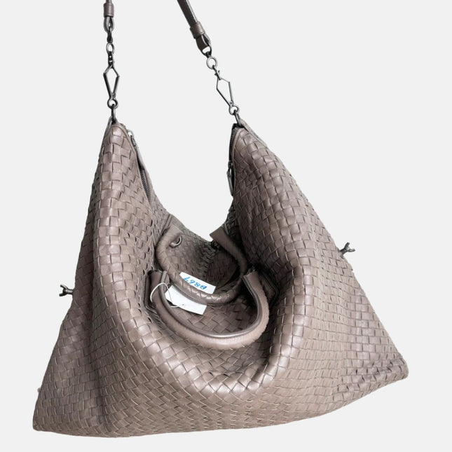 Bottega Veneta Maxi Convertible Tote Bag Hobo Grey Leather Two-way Carry 50cm-Luxbags