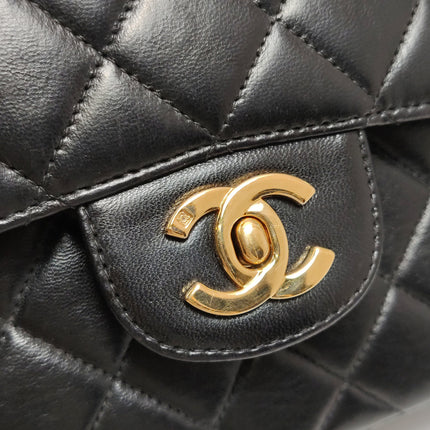 Chanel Double Sided Small Classic Flap Black Lambskin Leather 24k Gold Hardware, 1996-1997