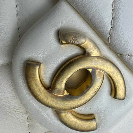 Chanel White Quilted Lambskin Double Side Pack Bags Aged Gold Hardware 2019