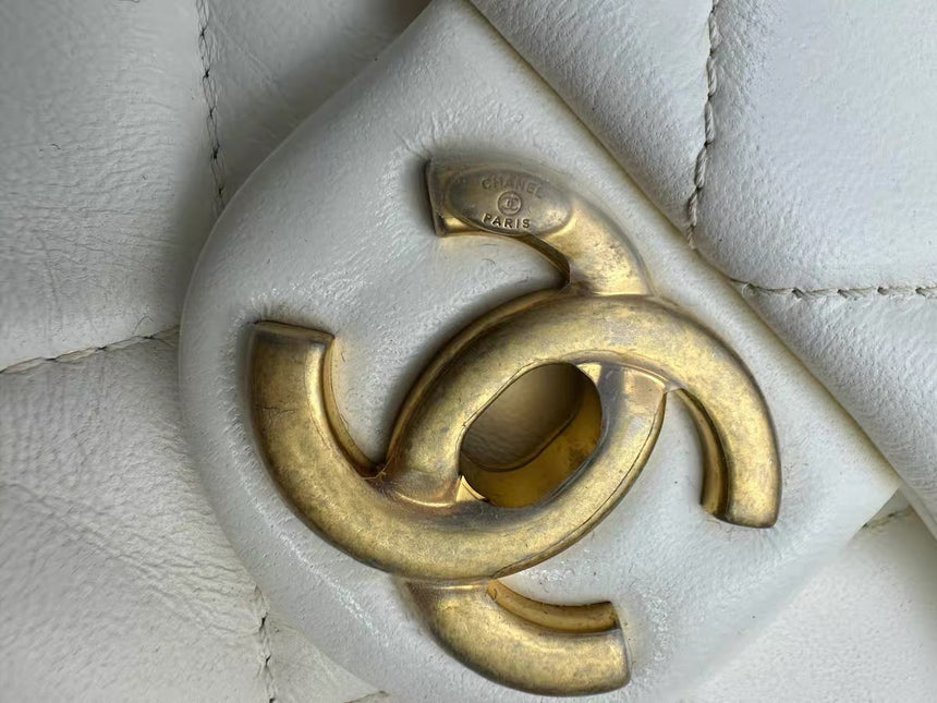 Chanel White Quilted Lambskin Double Side Pack Bags Aged Gold Hardware 2019