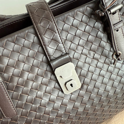 Bottega Veneta Roma Large Intrecciato Nappa Leather Dark Brown 35cm