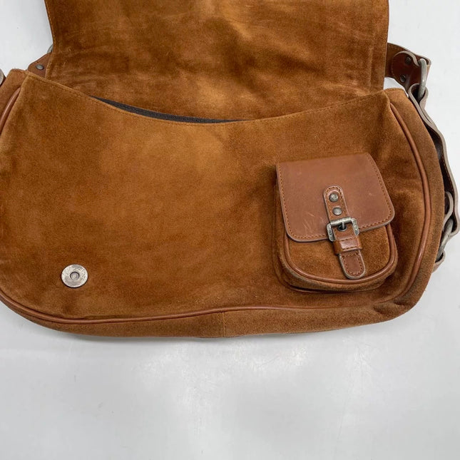 Dior Vintage Gaucho Large Brown Suede Leather Crossbody Bag
