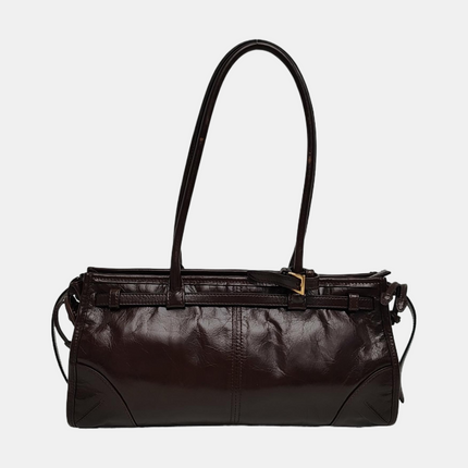 Prada Bonnie Medium Soft Lux Brown Shiny Calfskin Leather Shoulder Bag