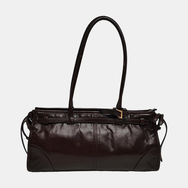 Prada Bonnie Medium Soft Lux Brown Shiny Calfskin Leather Shoulder Bag