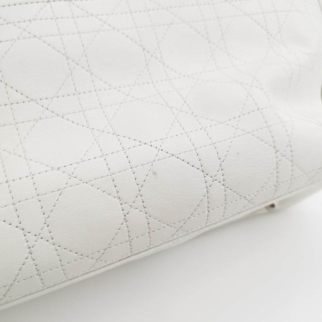 Sold Dior Cannage Leather Tote Bag White 2005 with Silver Hardware