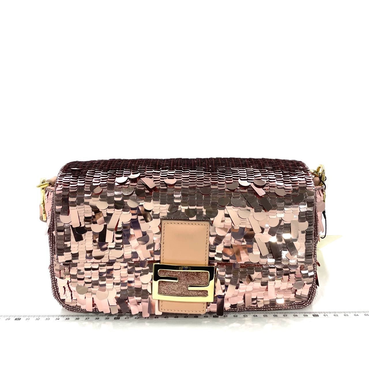 Fendi Baguette Glitter Sequins Paillettes Vitello Grace Sex and the City Baby Pink