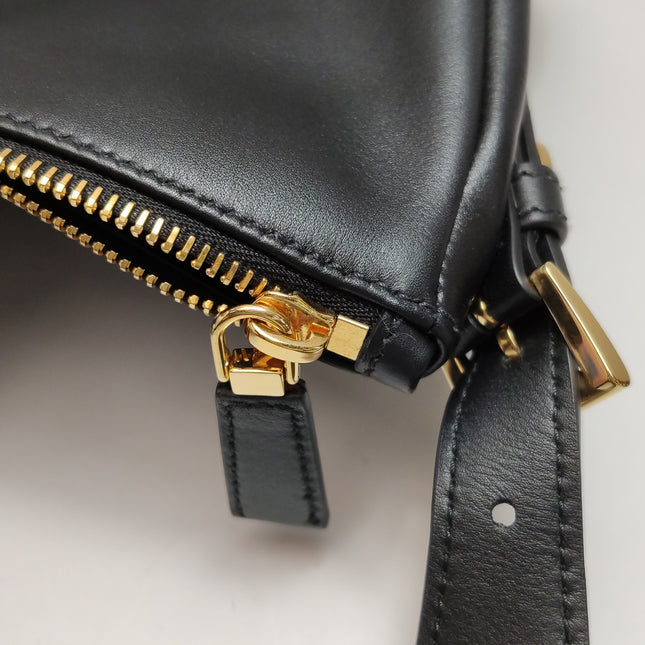 Prada Aimée Black Medium Calfskin Leather Shoulder Bag