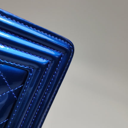 Chanel Le Boy Small Electric Royal Blue Patent Leather Bag