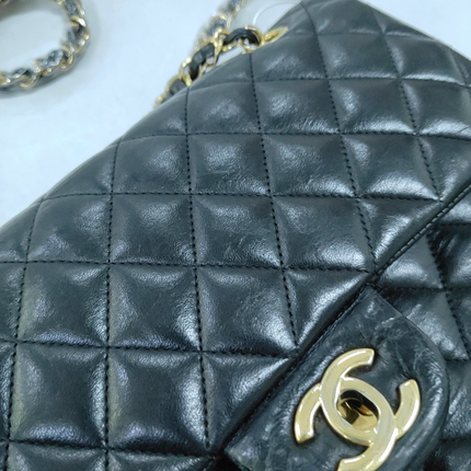 Chanel Timeless Classic Flap Medium Black Lambskin Leather Gold Hardware
