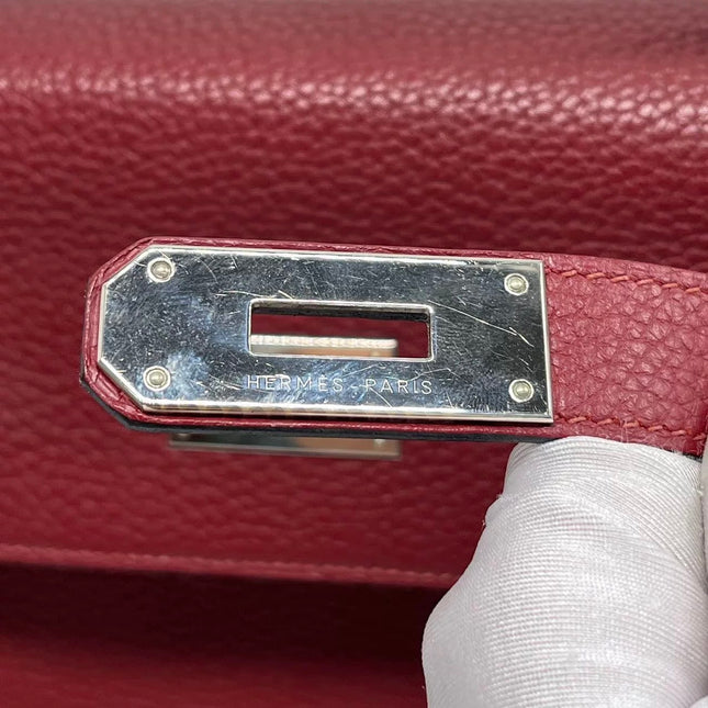 Hermes Kelly 40 Togo Leather Rouge H Deep Red Palladium Hardware 2014