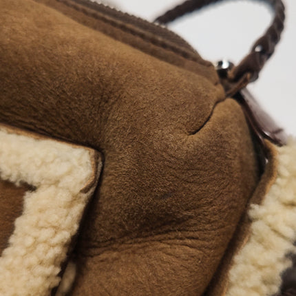 Dior Flight Medium Brown Shearling Leather Shoulder Bag