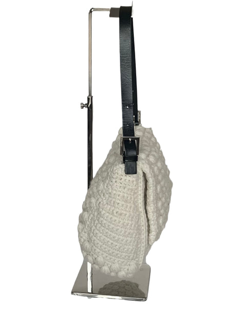 Sold Fendi Mamma Baguette White Wool Pom pom