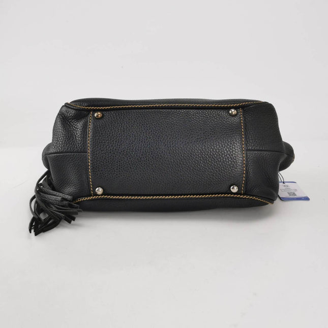 Sold CHANEL Calfskin Leather Tassel Medium Black Bowler bag