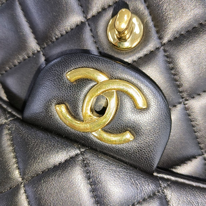 Chanel Classic Flap Maxi Black Lambskin Leather Double Flap with Gold Hardware, 2014-2015