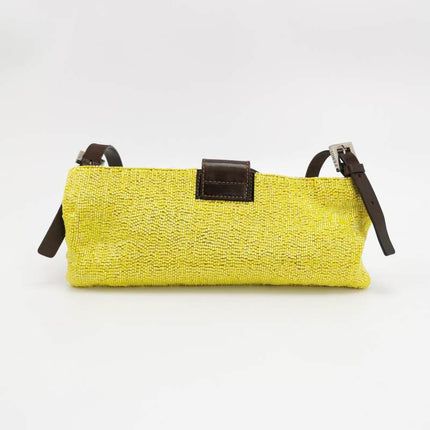Fendi Lemon Yellow Beaded Top Opening Crossbody Bag