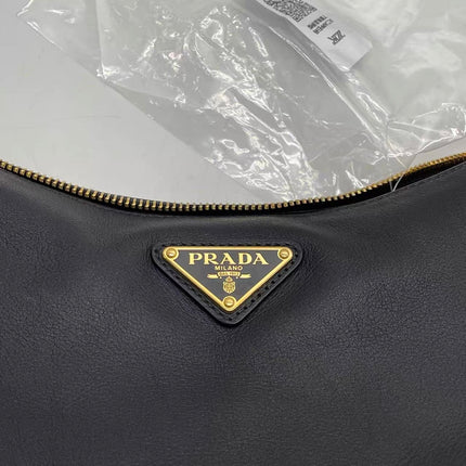 Prada Aimée Black Large Calfskin Leather Shoulder Bag