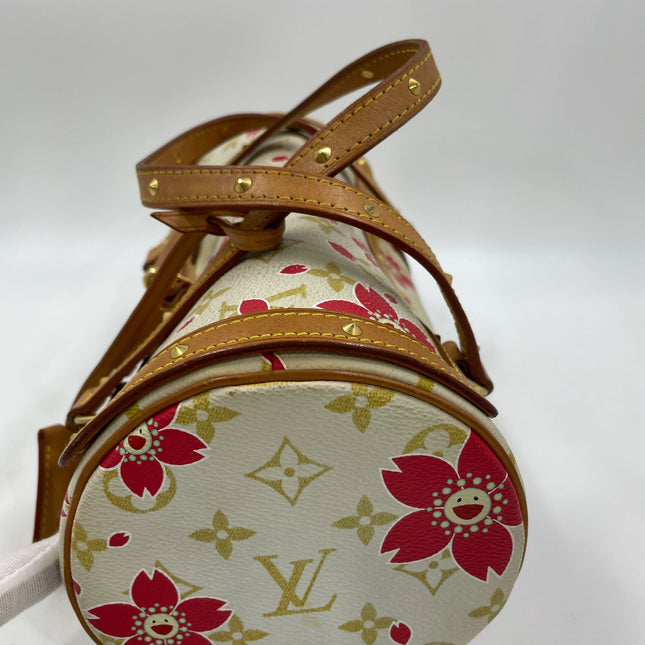 Louis Vuitton x Takashi Murakami Papillon 28 Cherry Blossom White Monogram Handbag
