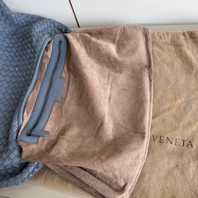 Bottega Veneta Veneta Hobo Misty Blue Intrecciato Leather Bag Medium 45cm