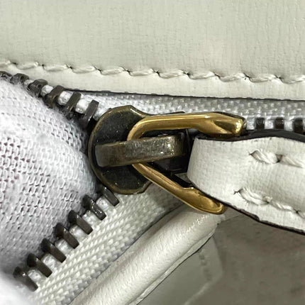 Gucci Bamboo 1947 Top Handle Bag Small White Box Leather Canvas Strap