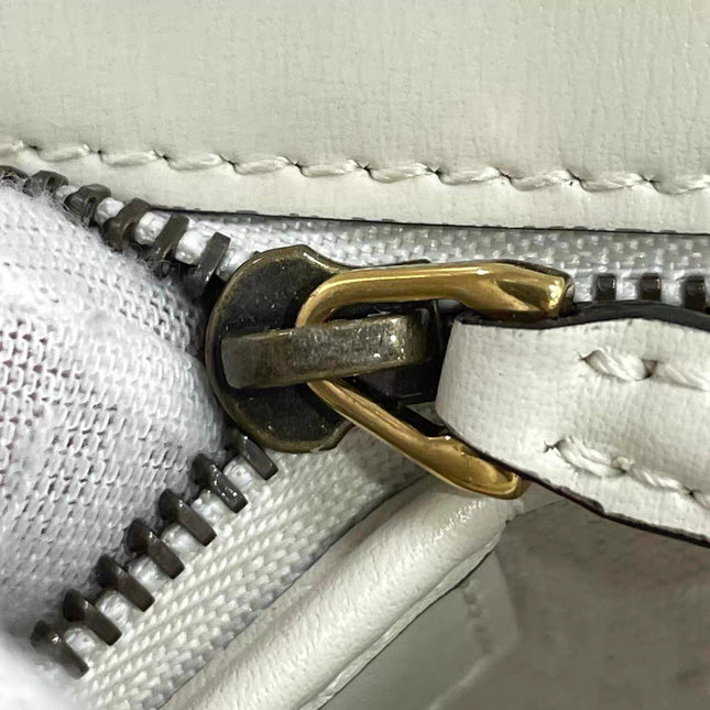 Gucci Bamboo 1947 Top Handle Bag Small White Box Leather Canvas Strap