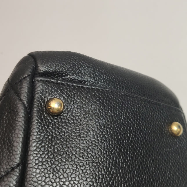 Chanel PST Petite Shopping Tote Black Caviar Leather CC Logo Gold Hardware 2012-13