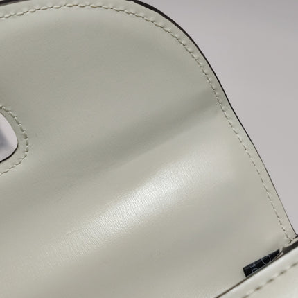 Gucci Bamboo 1947 Top Handle Bag Small White Box Leather Canvas Strap
