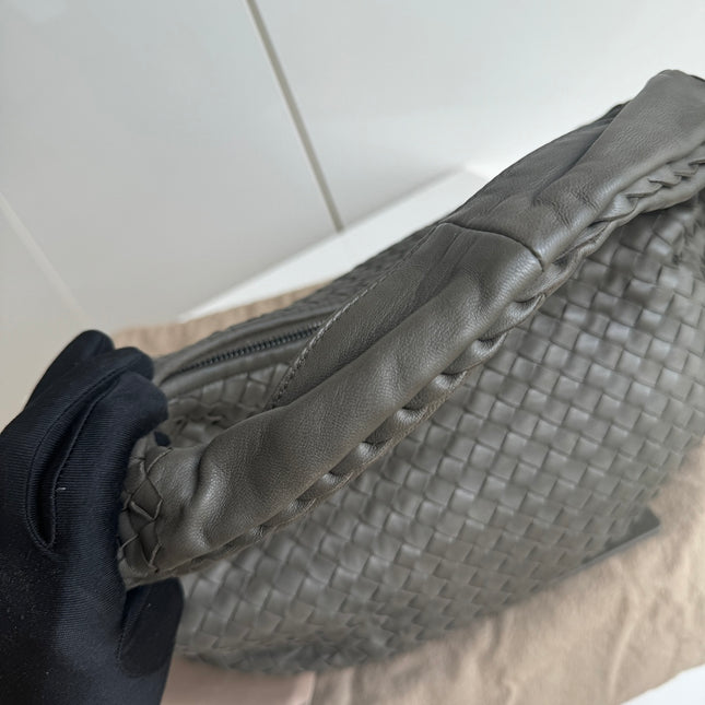Sold Bottega Veneta Belly Hobo Intrecciato Grey Leather Medium 40cm