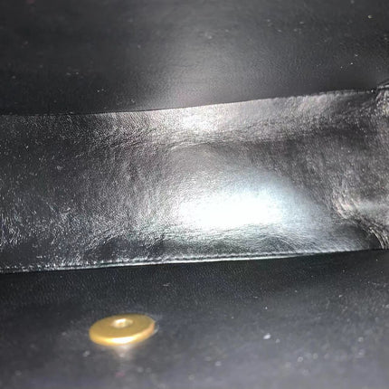 Chanel Vintage Kelly Style Black Leather Shoulder Bag Diamond Stitch Medium