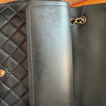 Chanel Classic Flap Maxi Black Lambskin Leather Double Flap with Gold Hardware, 2014-2015