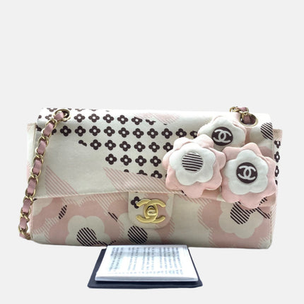 Chanel Camellia Flap Bag Pink Floral Printed Satin Medium, 2005-2006-Luxbags