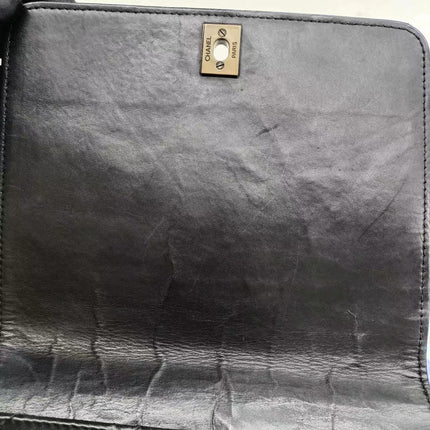 Chanel Vintage Kelly Style Black Leather Shoulder Bag Diamond Stitch Medium