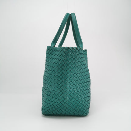 Bottega Veneta Cabat Large Intreccio Leather Tote Bag Green with Pouch 40cm