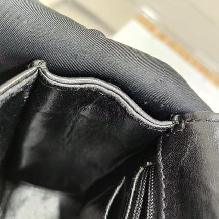 Chanel Vintage Kelly Style Black Leather Shoulder Bag Diamond Stitch Medium