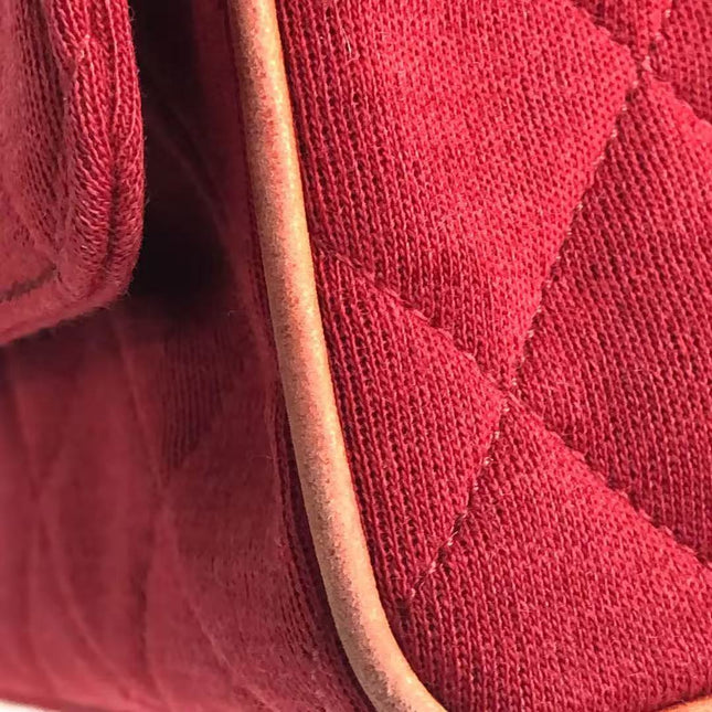 Chanel Mini Top Handle Bag Red Fabric Gold Hardware