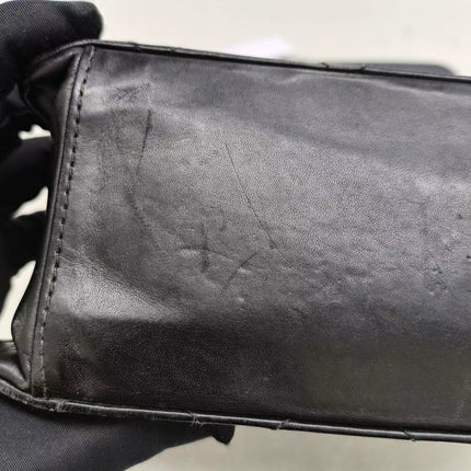 Chanel Vintage Kelly Style Black Leather Shoulder Bag Diamond Stitch Medium